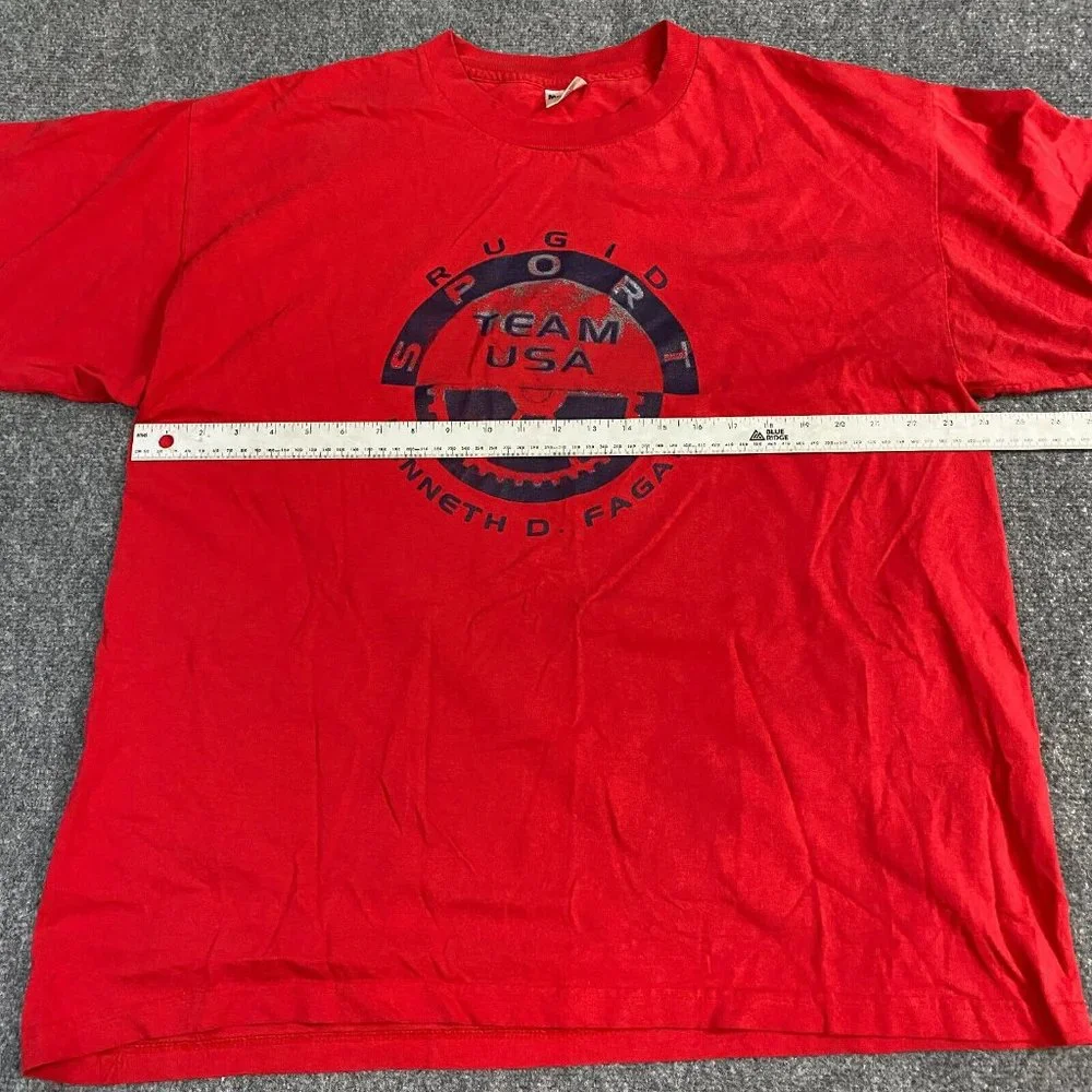 Rugid Sport T-shirt 2XL Red Vintage Murina Made in USA Kenneth D. Fagan - Picture 4 of 7